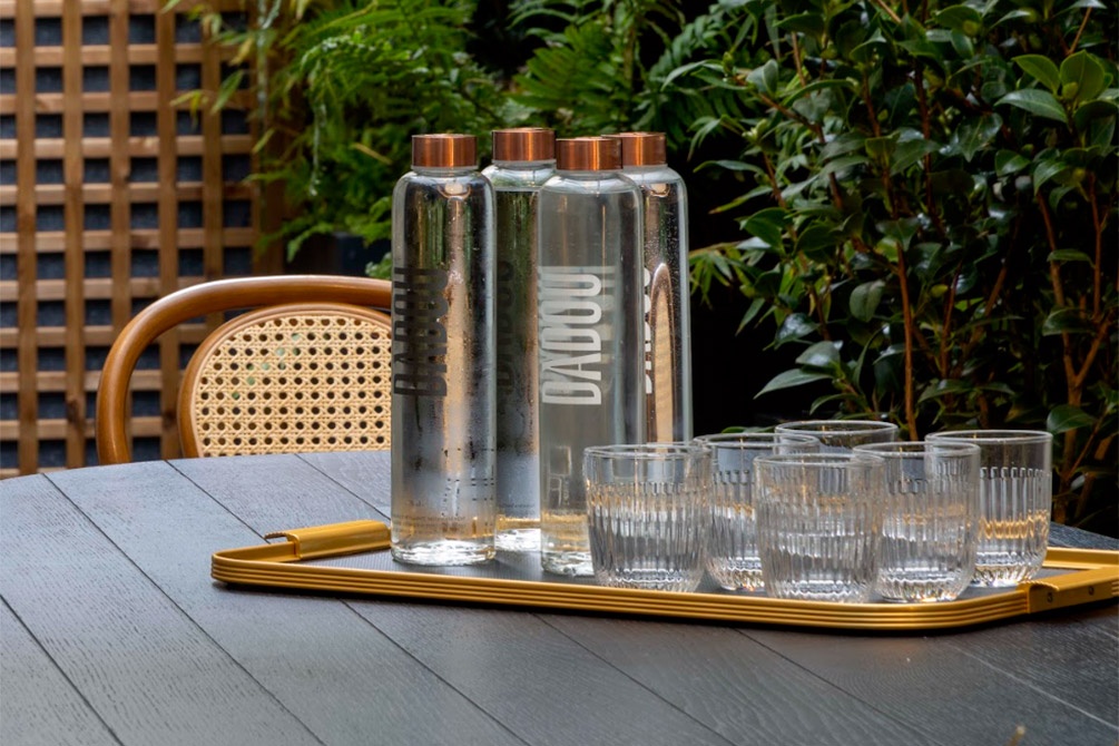 Preview of DADOU glass bottles, hotel Paris 17